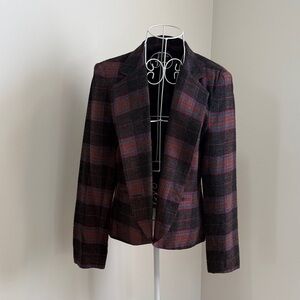 Sparkle & Fade Black and Red Plaid Blazer